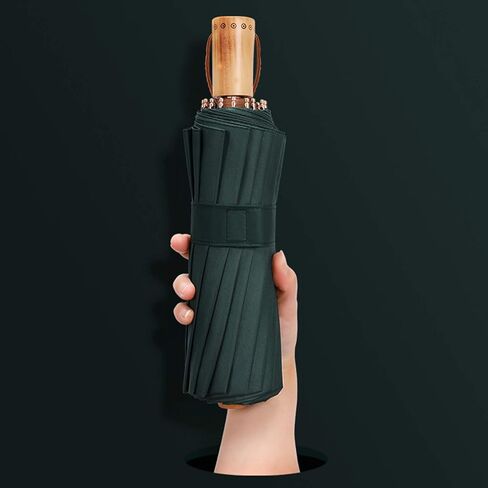 صنع الحرفيون مظلة سفر مقاومة للرياح، مظلة صغيرة قابلة للطي، مقبض خشبي، مظلة مدمجة ومحمولة مضادة للصدأ مع 16 ضلع من الألياف الزجاجية والألمنيوم، خفيفة الوزن مع أقراص جل ملونة مضادة للأشعة فوق البنفسجية in Kuwait