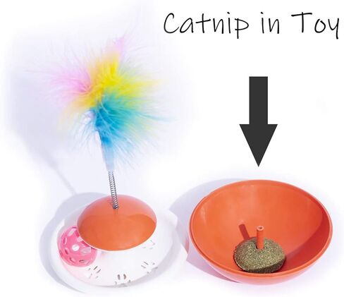 لعبة بلاستيكية بهلوان للقطط من LUCKITTY مع كرة وريش ونعناع بري، ألعاب تفاعلية للقطط للقطط/ألعاب الريش الصغيرة في الأماكن المغلقة - لون عشوائي (أحمر أزرق أو أخضر) in Kuwait