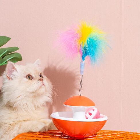 لعبة بلاستيكية بهلوان للقطط من LUCKITTY مع كرة وريش ونعناع بري، ألعاب تفاعلية للقطط للقطط/ألعاب الريش الصغيرة في الأماكن المغلقة - لون عشوائي (أحمر أزرق أو أخضر) in Kuwait