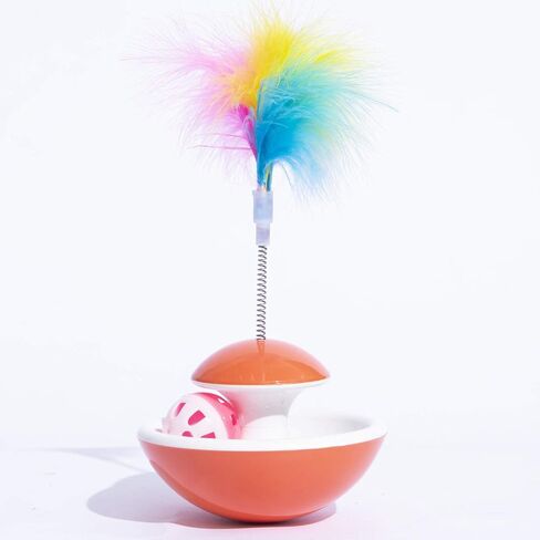 لعبة بلاستيكية بهلوان للقطط من LUCKITTY مع كرة وريش ونعناع بري، ألعاب تفاعلية للقطط للقطط/ألعاب الريش الصغيرة في الأماكن المغلقة - لون عشوائي (أحمر أزرق أو أخضر) in Kuwait