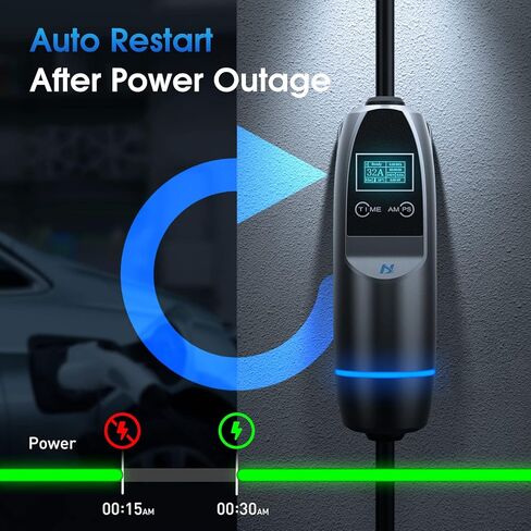 شاحن EV من المستوى 1 والمستوى 2 من KHONS، حتى 40 أمبير، كابل بطول 16.4 قدم، شاحن سيارة كهربائي محمول، ضبط وقت بدء الشحن، قابس NEMA 14-50، متوافق مع السيارات الكهربائية J1772، داخلي/خارجي (G2) in Kuwait