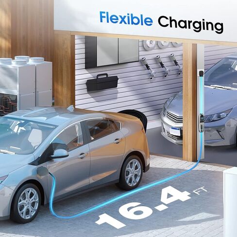 شاحن EV من المستوى 1 والمستوى 2 من KHONS، حتى 40 أمبير، كابل بطول 16.4 قدم، شاحن سيارة كهربائي محمول، ضبط وقت بدء الشحن، قابس NEMA 14-50، متوافق مع السيارات الكهربائية J1772، داخلي/خارجي (G2) in Kuwait