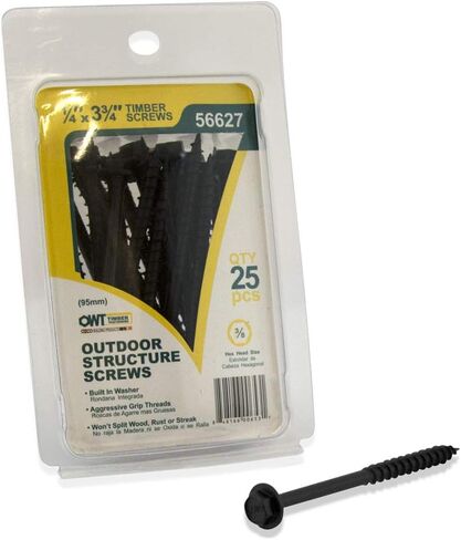Ozco Building Products 56627 1/4-inch by 3-3/4-inch OWT Timber Screws, (25 per Pack) in Saudi Arabia
