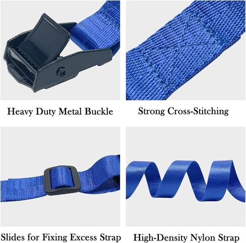 Sutekus Cargo Lashing Strap 1 "ربط أسفل الأشرطة فائدة الأشرطة قابل للتعديل تأمين الأشرطة للبضائع الأمتعة الدراجات النارية قوارب الكاياك، 2 حزمة (الأزرق، 10FT) in Saudi Arabia