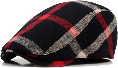 ZLSLZ Mens Adjustable Plaid Ivy Newsboy Cabbie Gatsby Golf Beret Flat Hat Cap in Saudi Arabia