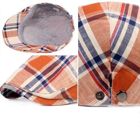ZLSLZ Mens Adjustable Plaid Ivy Newsboy Cabbie Gatsby Golf Beret Flat Hat Cap in Saudi Arabia