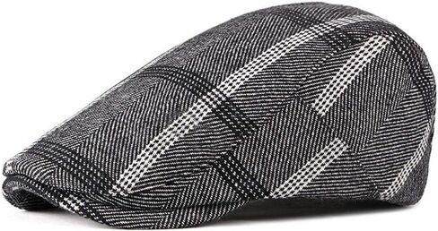ZLSLZ Mens Adjustable Plaid Ivy Newsboy Cabbie Gatsby Golf Beret Flat Hat Cap in Saudi Arabia