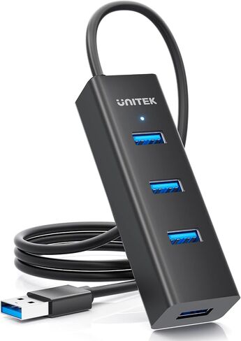 Unitek 4-Port USB 3.0 Hub, 4 Ft Long Cable USB Extension Multiple Port Splitter with Micro USB Charging Port Compatible for Windows PC, Laptop,Flash Drive,Wireless Mouse Keyboard 1.2 M - Black in Saudi Arabia