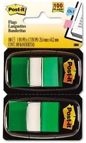 Post-it Flags Value Pack, Green, 1 In Wide, 50/dispenser, 12 Dispensers/pack - Removable, Writable - 1 X 1.75 - Green - 12 / Box in Saudi Arabia