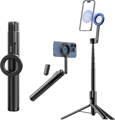 ULANZI 64.6'' Magnetic Selfie Stick Tripod Max, All-in-One Phone Tripod w Magnetic Phone Holder & Detachable Wireless Remote, Magsafe Compatible, for iPhone 15 14 13 12 Series & Android Phones (Black) in Saudi Arabia