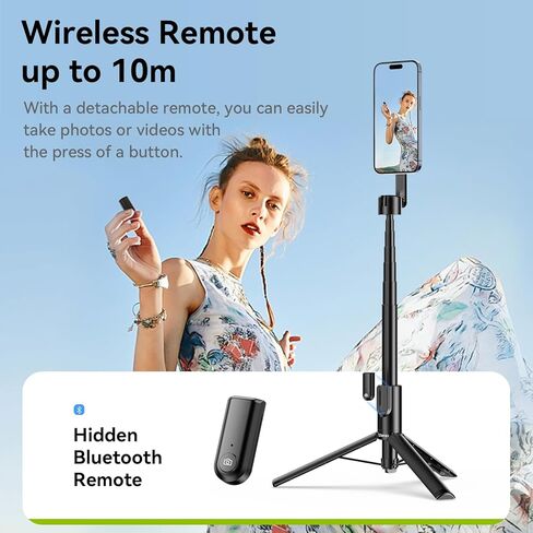 ULANZI 64.6'' Magnetic Selfie Stick Tripod Max, All-in-One Phone Tripod w Magnetic Phone Holder & Detachable Wireless Remote, Magsafe Compatible, for iPhone 15 14 13 12 Series & Android Phones (Black) in Saudi Arabia