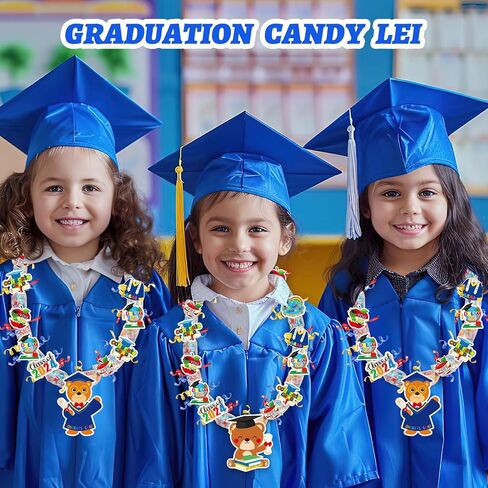 مجموعة صنع حلوى التخرج 75 قطعة من MARFOREVER 2024، 12 قطعة من أنابيب حلوى Lei 60 قطعة من ورق التخرج 3 لفات أشرطة Leis تهاني Grad Candy Leis لهدايا حفلات التخرج في رياض الأطفال in Kuwait