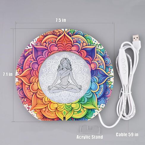 Wooden Acrylic Night Yoga Shape LED Night Lamp for Kids USB Adults Powered Lights for Bedroom Bedside Table Shelf Decor (Yoga) in Saudi Arabia