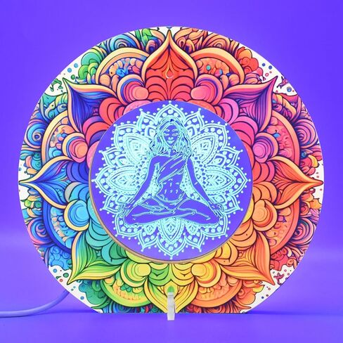 Wooden Acrylic Night Yoga Shape LED Night Lamp for Kids USB Adults Powered Lights for Bedroom Bedside Table Shelf Decor (Yoga) in Saudi Arabia