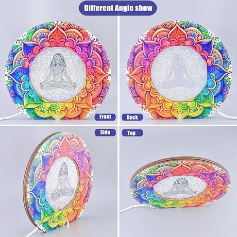 Wooden Acrylic Night Yoga Shape LED Night Lamp for Kids USB Adults Powered Lights for Bedroom Bedside Table Shelf Decor (Yoga) in Saudi Arabia
