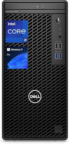 كمبيوتر سطح المكتب طراز OptiPlex 3000 من Dell، Intel Core i9-12900K، ذاكرة وصول عشوائي 32 جيجابايت، 1 تيرابايت SSD، RJ-45، DVD-RW، HDMI، لوحة مفاتيح وماوس سلكي، منفذ عرض، واي فاي، Windows 11 Pro، أسود in Kuwait