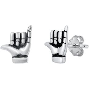 Shaka Sign Stud Earrings 925 Sterling Silver Push Back in Saudi Arabia