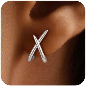 Gold Silver Earrings for Women Trenady,Dainty 14K Gold Stud Earrings Simple Minimalist Hypoallergenic Small Hoop Earring for Women Gifts in Kuwait