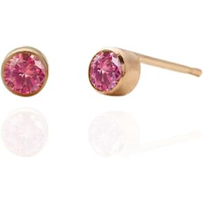 QueenBee 14K مطلية بالذهب جولة جوهرة الميلاد أقراط للنساء لذيذ الأحجار الكريمة ترصيع أنيقة عيد ميلاد مجوهرات هدية لها in Kuwait