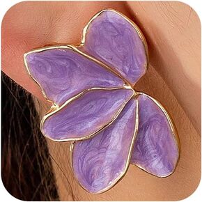 Statement Enamel Petal Flower Stud Earring for Women Exquisite Dainty Leaf Floral Earrings Irregular Romantic Valentine Party Jewelry Gift Accessories in Kuwait
