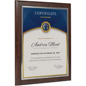 10.5 x 13" Certificate Display Plaque - Offered in Coated Cherry Wood with an 8.5 x 11" Gold Frame - Slide in Your Diploma, Award Certificate, Award of Achievement, Class Photo, and More in Saudi Arabia