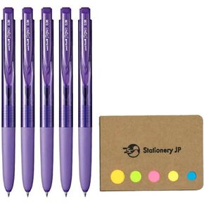 Signo RT1 Retractable Gel Ink Pen, Micro Point 0.38mm, Rubber Grip, Violet Ink, 5-Pack, Sticky notes Value Set in Kuwait