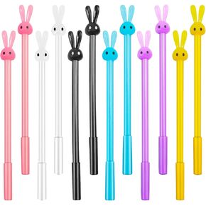 Zoyiancy 12 قطعة قلم كتابة بالحبر الأسود الكرتوني، قلم كرة دوارة على شكل أرنب، أقلام جل أرنب لطيفة، حبر أسود بنقطة كروية 0.5 مم للمكتب والمدرسة والمنزل (4 ألوان) in Kuwait