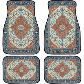 Vintage Carpet Car Floor Mats Floral Blue Red Carpet Front Rear Carpets Mat Decorative Car Floor Carpets Non-Slip Auto Car Accessories Universal Fit Car Accessories for Truck in Saudi Arabia