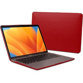 حافظة Dreem Euclid لجهاز MacBook Air - غطاء كمبيوتر محمول صلب مقاس 13 بوصة لجهاز MacBook Air 13 بوصة 2022-2025 (M2)، جلد نباتي فاخر، أغلفة علوية وسفلية للحماية، فتحات لمنافذ USB [أحمر] in Kuwait