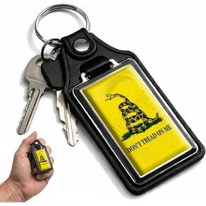 Brotherhood Patriotic Yellow Don't Tread On Me Rattle Snake Snek Flag Faux Leather Keychain Key Holder Faux Leather Key Ring For Men Heavy Duty Car Keyring For Men and Women in Kuwait