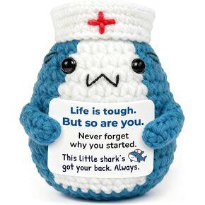 Nurse Appreciation Gift – Small Plush for Nursing Student Graduation, Preceptor & Nurse Practitioner Thank You Gift for Women, Cute Crochet Shark with Removable Hat in Kuwait