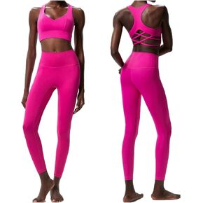 Women Yoga Set Solid Color Buttery Gym Suit Breathable Running Sportswear Female Workout Clothes(White,M) in Kuwait