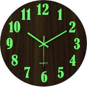 jomparis 16 Inch Wooden Wall Clock Glow in The Dark Farmhouse Decor Clock for Living Room in Kuwait