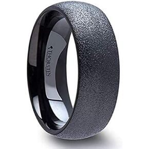 Obsidian Domed Black Tungsten Carbide Ring with Sandblasted Crystalline Finish by Thorsten Jewelry - 8mm in Kuwait