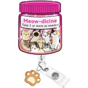 Nurse Badge Reel Retractable - Funny Pharmacy Cat Medicine Badge Reel Holder with Alligator Clip, Gift for Nurse Office Worker Medical Student ID Accessories in Kuwait