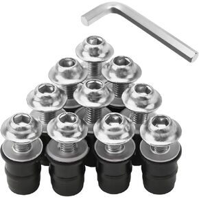 10 PCS Motorcycle Windshield Bolts Screws Kit, Aluminum Alloy Motorbike Mounting Bolts Nuts Washers with Wrench, Universal Windscreen Body Fasteners for Motorcycle Fairings (Red) in Kuwait