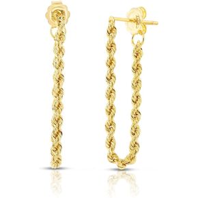 فلوريو 10 ك الذهب الأصفر 2.2 ملم حبل سلسلة إسقاط أقراط in Kuwait