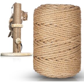 1/4 بوصة (6 مم) × 328 قدم (100 متر) خيوط الجوت، حبل السيزال السميك عالي التحمل 4 طبقات، حبل الجوت الطبيعي، حبال السيزال الطبيعية للحرف الفنية التي تصنعها بنفسك، عمود خدش القطط، البستنة، تغليف الهدايا in Kuwait