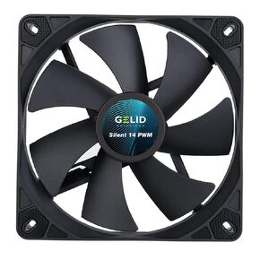 Solutions Silent 14 PWM Black-Case Fan 140mm-4 Pin-Silent Operation-140x140x25mm-RPM1000-Rubber Fan Mount-Color Black in Kuwait