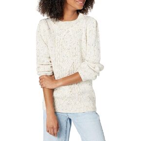 Cable Stitch Women's Donegal Dots Cable Knit Sweater - Crewneck Long Sleeve Mélange Pullover Top in Saudi Arabia
