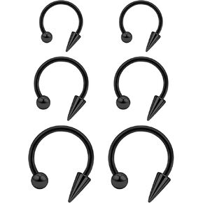 مجوهرات ثقب الشفاه من Snake Bites 16G 6 قطع حلقات لابريت حدوة الحصان مع ارتفاع طويل وكرة 8 مم 10 مم 12 مم حلقات الشفاه الفولاذية الجراحية ثقب لدغات الثعبان للنساء والرجال in Kuwait