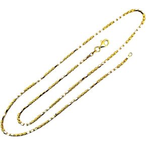 MauliJewels 14K Yellow Gold & White Gold Plated 2MM Ball Bead and Bar Two-Tone Chain Necklace for Women, 18-Inch 925 Sterling Silver Rhodium Plated Necklace in Kuwait