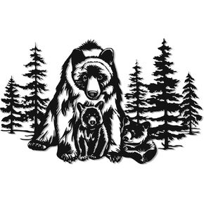 Slickss Bear Wall Decor, Metal Bear Wall Art with Mother and Two Cubs - Forest Themed Animal Hunting Decor for Living Room, Bedroom, Nursery, 14x8.7 Inch in Kuwait