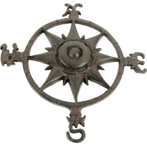 Rustic Cast Iron Rose Compass Nautical Beach House Wall Art Outdoor Garden Decor in Kuwait