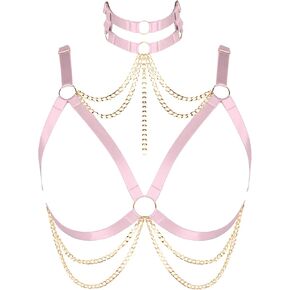 سلسلة الجسم الشرير القوطي تسخير الرقبة وسلسلة الصدر النسائية بالإضافة إلى حجم القمم الجوف خارج حمالات الصدر ملابس الرقص in Kuwait