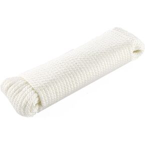 ARISKEY حبل بوليستر داكرون أبيض 5/16 بوصة 100 قدم، سلك مضفر مقاوم للأشعة فوق البنفسجية للتخييم، في الهواء الطلق، حبل الغسيل وخط العلم in Kuwait