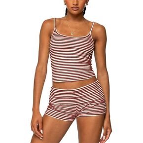 Yuemengxuan Women Y2k 2 Piece Lace Cami Top Shorts Set Pajamas Set Heart Bow Cami Crop Top Fold over Shorts 2pcs Sexy Pj Set in Kuwait