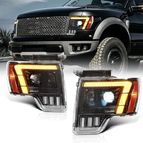 Archaic Headlights Assembly Compatible for Ford F150 2009-2014 All Trim, Amber/White DRL Headlamps with Sequential Turn Signal for F150 XL/XLT/STX/Lariat/KR/Platinum/Limited/Raptor, Plug & Play, Pair in Saudi Arabia