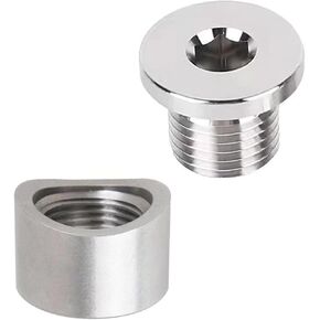 M18X1.5 O2 Sensor Adapter, Stainless Steel Notched Style Mounting Bung and Plug, Thread Oxygen Sensor Bung Fittings, for 3 inch Pipe in Kuwait