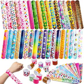JOYIN 144 Pcs Slap Bracelets for Kids Bulk Wristbands with Animals, Friendship, Heart Print 36 Designs, for kids Easter Party Favors, Valentine Classroom Prizes Exchanging Gifts in Kuwait